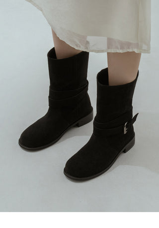 Senji Suede Flats Mid-calf Boots 3cm