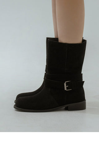 Senji Suede Flats Mid-calf Boots 3cm