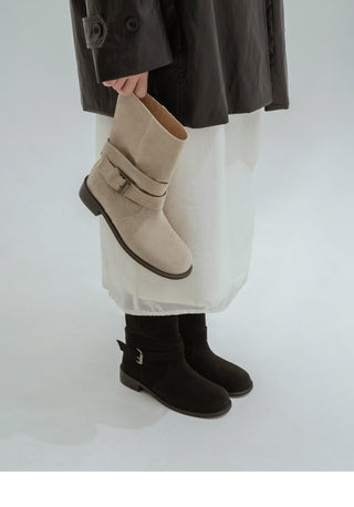 Senji Suede Flats Mid-calf Boots 3cm