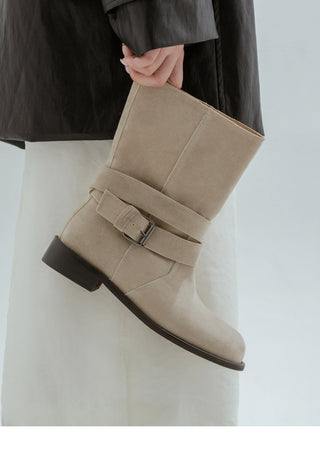 Senji Suede Flats Mid-calf Boots 3cm