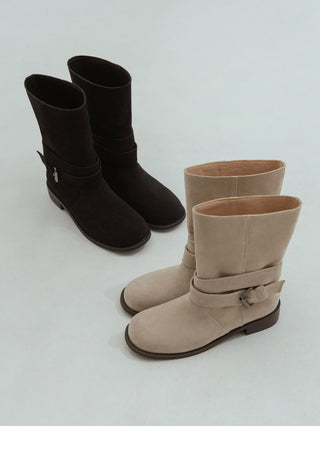 Senji Suede Flats Mid-calf Boots 3cm