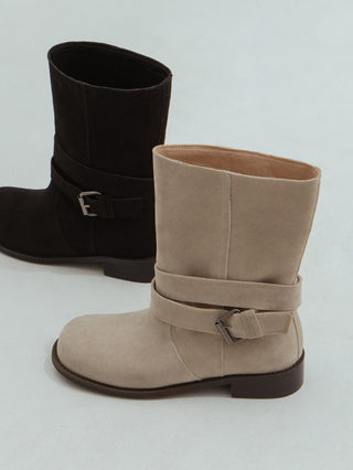 Senji Suede Flats Mid-calf Boots 3cm