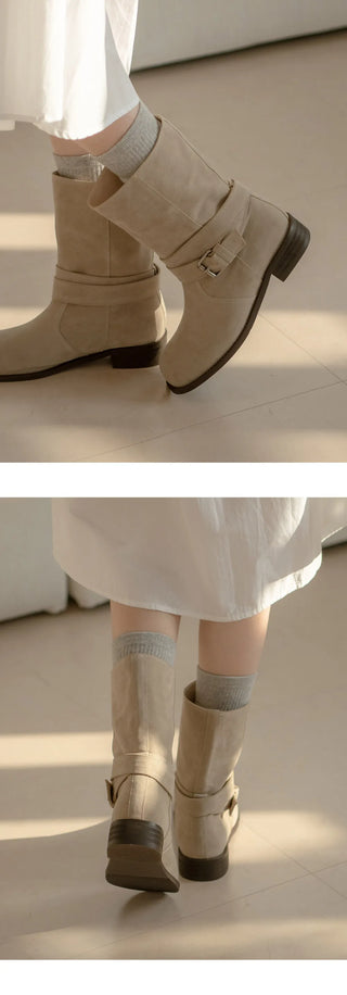 Senji Suede Flats Mid-calf Boots 3cm