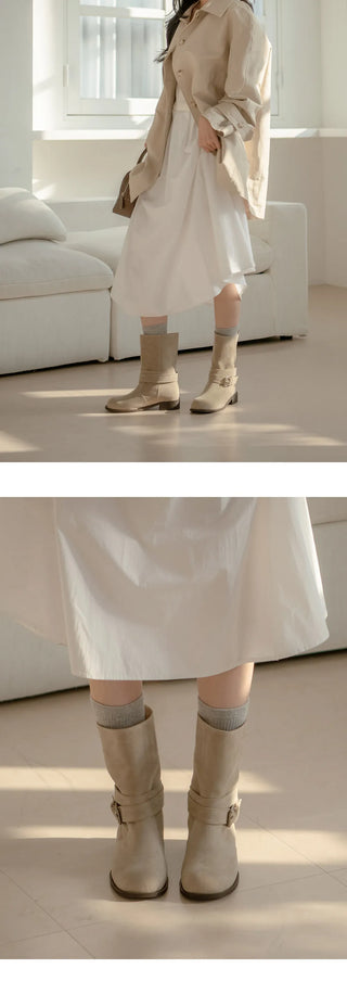 Senji Suede Flats Mid-calf Boots 3cm