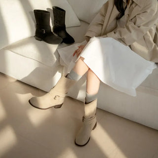 Senji Suede Flats Mid-calf Boots 3cm