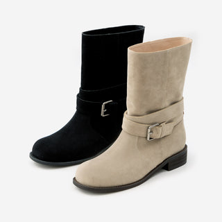 Senji Suede Flats Mid-calf Boots 3cm