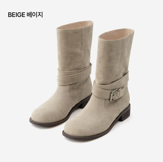 Senji Suede Flats Mid-calf Boots 3cm