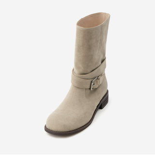 Senji Suede Flats Mid-calf Boots 3cm