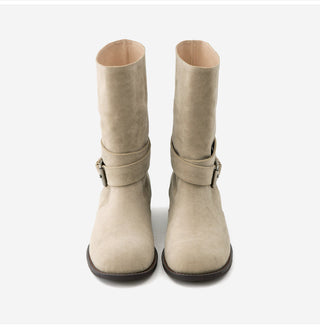Senji Suede Flats Mid-calf Boots 3cm