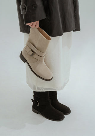 Senji Suede Flats Mid-calf Boots 3cm
