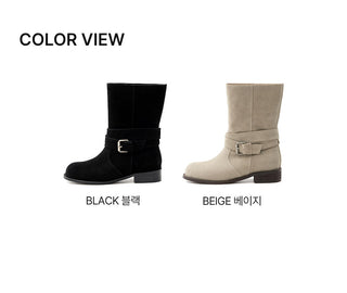 Senji Suede Flats Mid-calf Boots 3cm