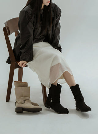 Senji Suede Flats Mid-calf Boots 3cm