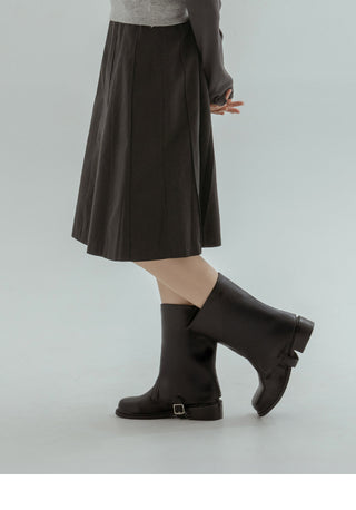 A-Jin Flats Warmer Mid-calf Boots 3cm