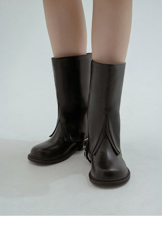 A-Jin Flats Warmer Mid-calf Boots 3cm