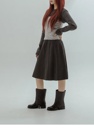 A-Jin Flats Warmer Mid-calf Boots 3cm