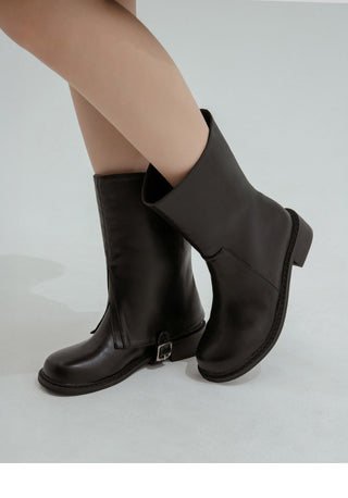 A-Jin Flats Warmer Mid-calf Boots 3cm