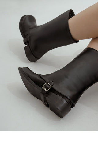A-Jin Flats Warmer Mid-calf Boots 3cm