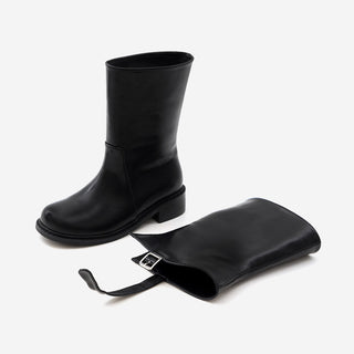 A-Jin Flats Warmer Mid-calf Boots 3cm