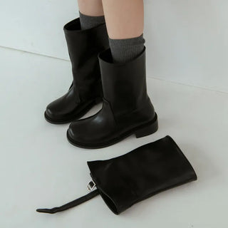 A-Jin Flats Warmer Mid-calf Boots 3cm