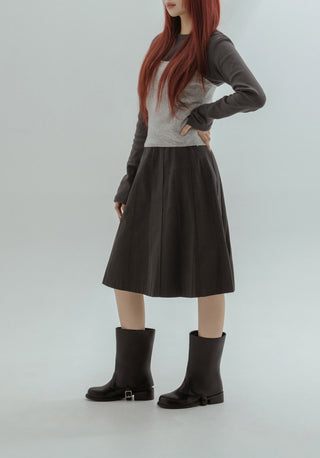 A-Jin Flats Warmer Mid-calf Boots 3cm