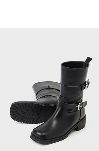 Hobene Two-Belt Track Sole Rider Boots 4cm