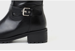 Hobene Two-Belt Track Sole Rider Boots 4cm