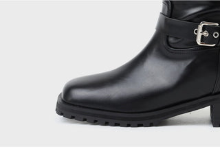 Hobene Two-Belt Track Sole Rider Boots 4cm