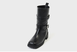 Hobene Two-Belt Track Sole Rider Boots 4cm