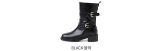 Hobene Two-Belt Track Sole Rider Boots 4cm