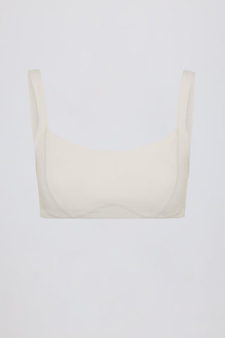 Soft Active Seam-Detail Sports Bra in Cream