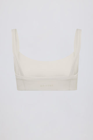 Soft Active Seam-Detail Sports Bra in Cream
