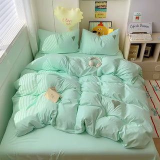 Beige Heart Bedding Set