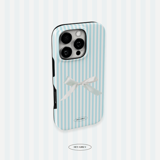 Blue Striped Bow iPhone Case