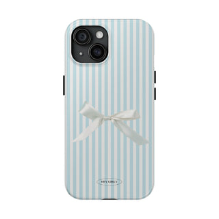 Blue Striped Bow iPhone Case