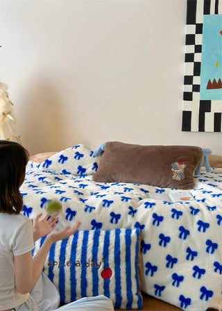 Blue Bow Duvet Cover Set