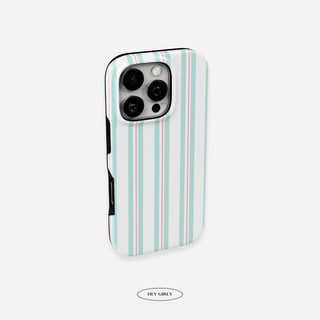Green and Pink Striped iPhone Case