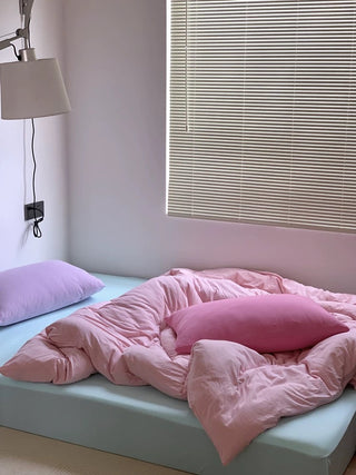 Pastel Pink Cotton Duvet Cover Set