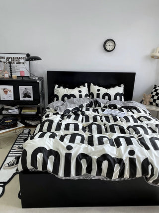 Korean Pink Letter Bedding Set