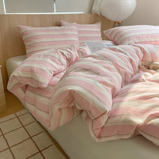 Coquette Pink Striped Duvet Cover Set