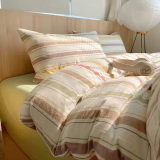 Pastel Retro Striped Duvet Cover Set