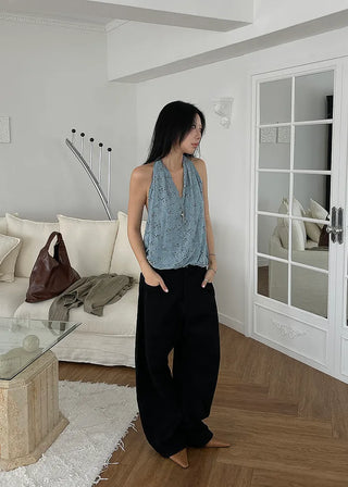 [3 colors] Daisy Sleeveless Halter Neck