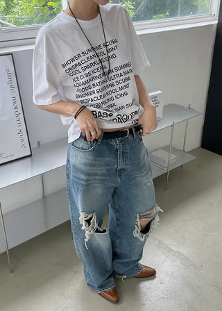 (UNISEX) (2 colors) Logo Print Short-Sleeve T-Shirt