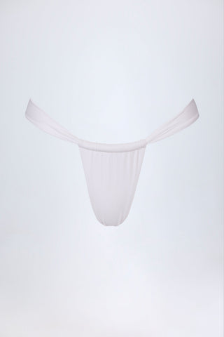 Ruched Thong Bikini Bottoms in White
