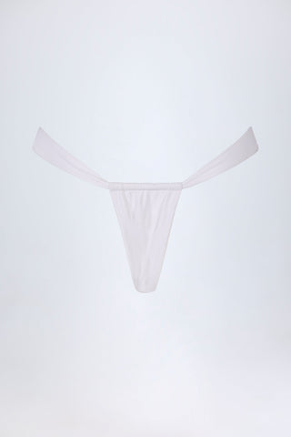 Ruched Thong Bikini Bottoms in White