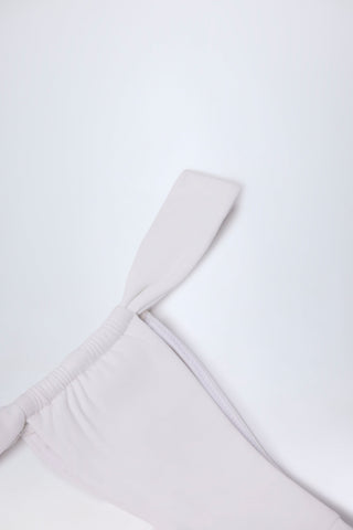 Ruched Thong Bikini Bottoms in White