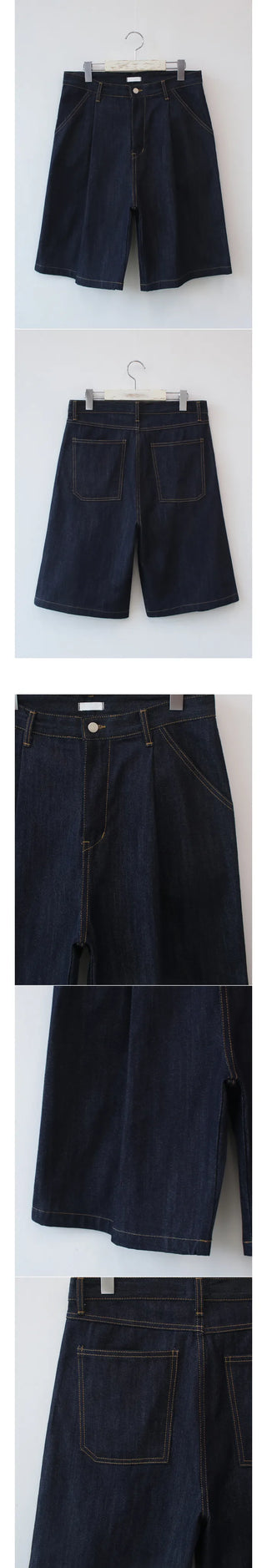 indigo one tuck bermuda pants