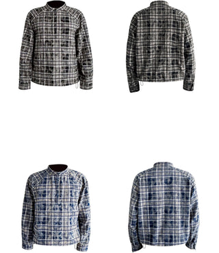 [SOUTH FISH] plaid henley shirt