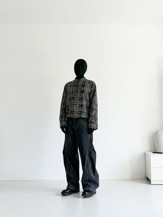 [SOUTH FISH] plaid henley shirt