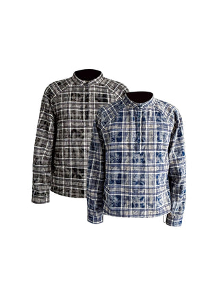 [SOUTH FISH] plaid henley shirt