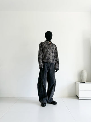 [SOUTH FISH] plaid henley shirt